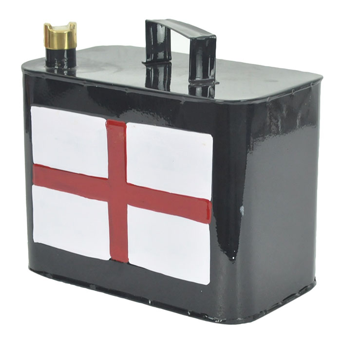 St George England Flag Black Oil Can Small 26cm